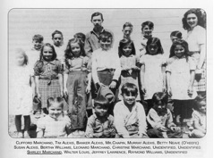 Six Mile Creek Indian Day School—about 1946 (Shirley in front row, seated, far left)